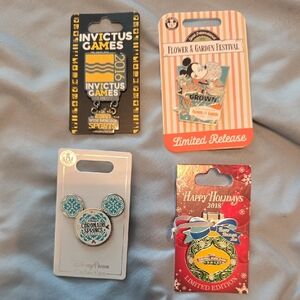 Disney Limited Edition Pin Collection - Black, Gold, Red, Blue